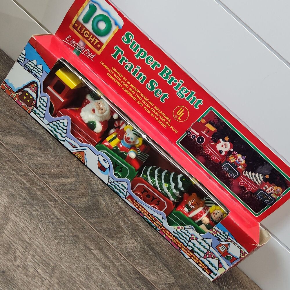 Vintage 80's Super Bright Train Set 10 Light Electrified New Open Box